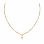 Colar Folheado Ouro 18k Cordão de Zircônia com Coração Cristal