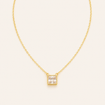 Colar Folheado Ouro 18k Quadrado de Cristal
