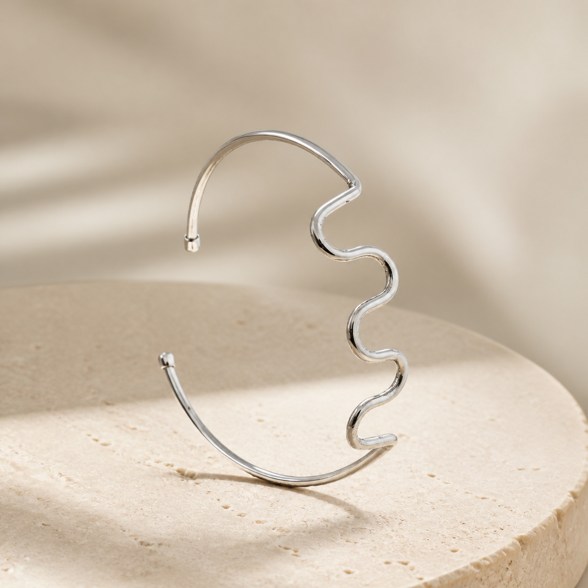 Bracelete Aro Ondulado Folheado a Prata e Ouro 18k