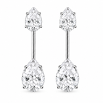 Brinco Virgínia Folheado a Prata Gota Cristal Duplo
