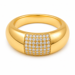 Anel Folheado a Ouro 18k Design Liso com Zircônias