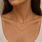 Colar Duplo Folheado a Ouro 18k Esferas e Cristal