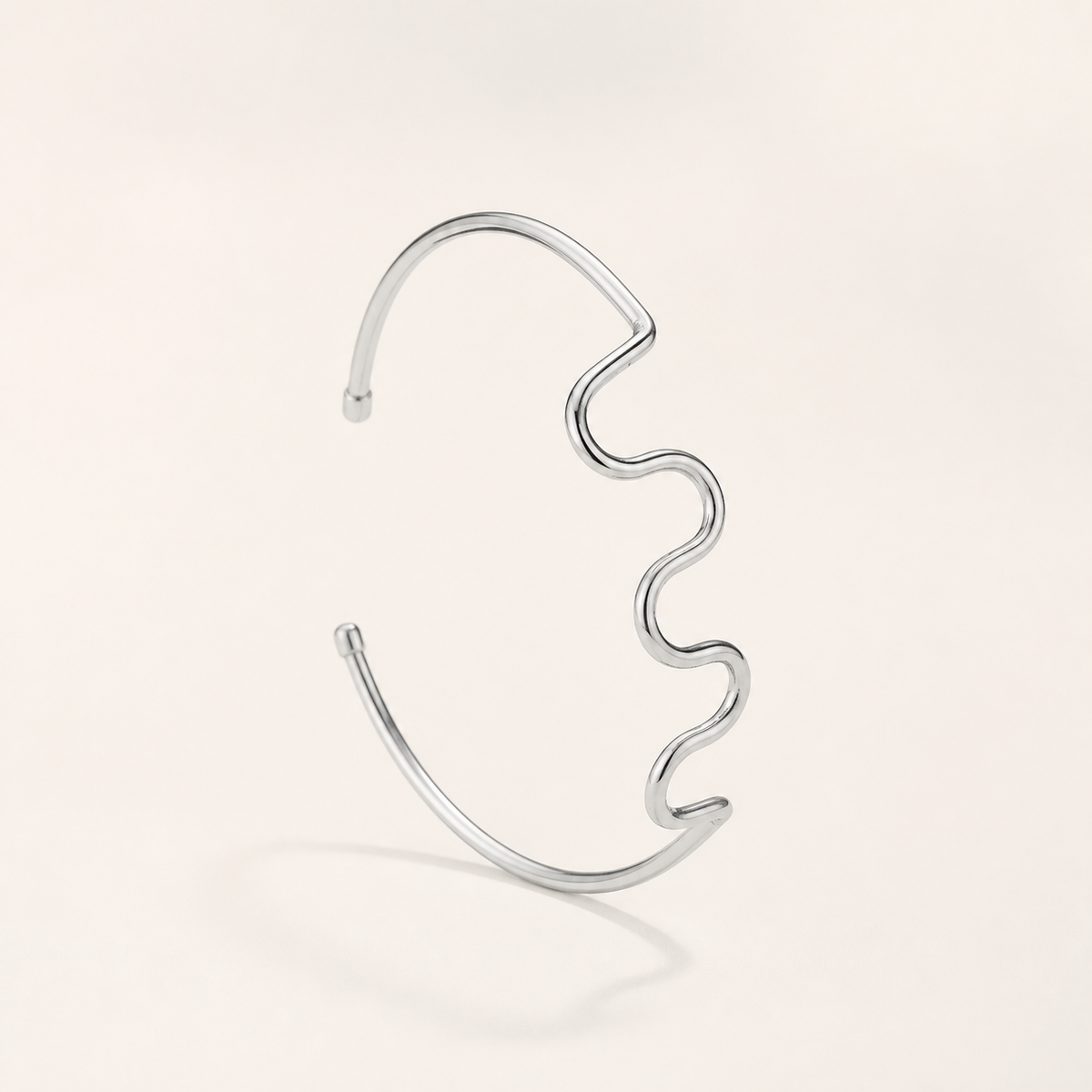 Bracelete Aro Ondulado Folheado a Prata e Ouro 18k