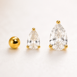 Trio de Brinco Gota Cristal e Esfera Folheado a Ouro 18k