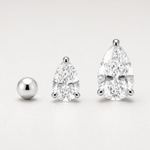 Trio de Brinco Gota Cristal e Esfera Folheado a Ouro 18k