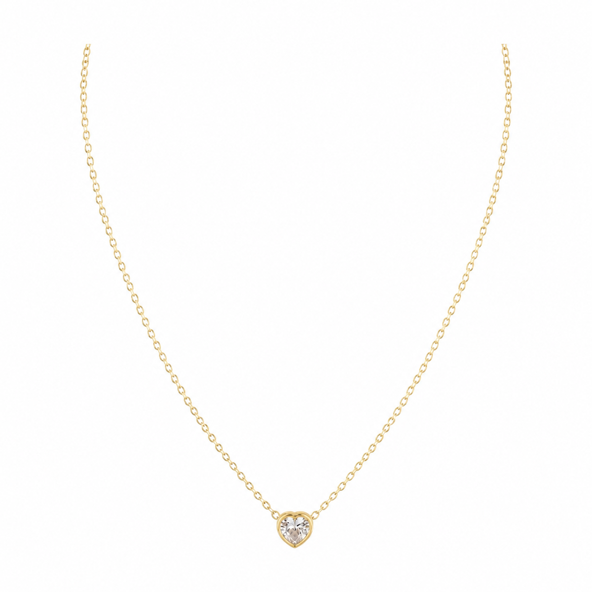 Colar Folheado Ouro 18k Coração Encapsulado