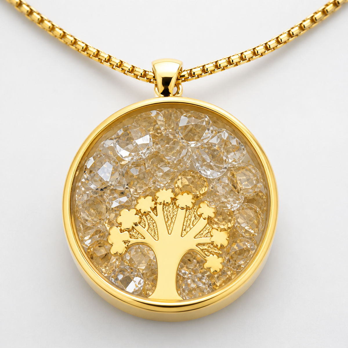 Colar Folheado a Ouro 18k Árvore da Vida com Cristais