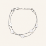 Pulseira Folheada a Prata 925 Duplo Corações Lisos