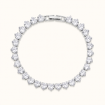Pulseira Folheada a Ouro 18k e Prata Corações de Cristal - Prata