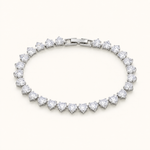 Pulseira Folheada a Ouro 18k e Prata Corações de Cristal - Prata