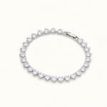 Pulseira Folheada a Ouro 18k e Prata Corações de Cristal - Prata